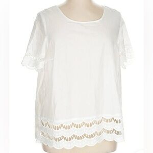 Lane Bryant 26/28 Elegant White Lace Trim Women's Top
